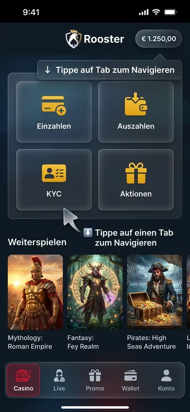 Die Rooster App nutzen — Login & Navigation – Rooster